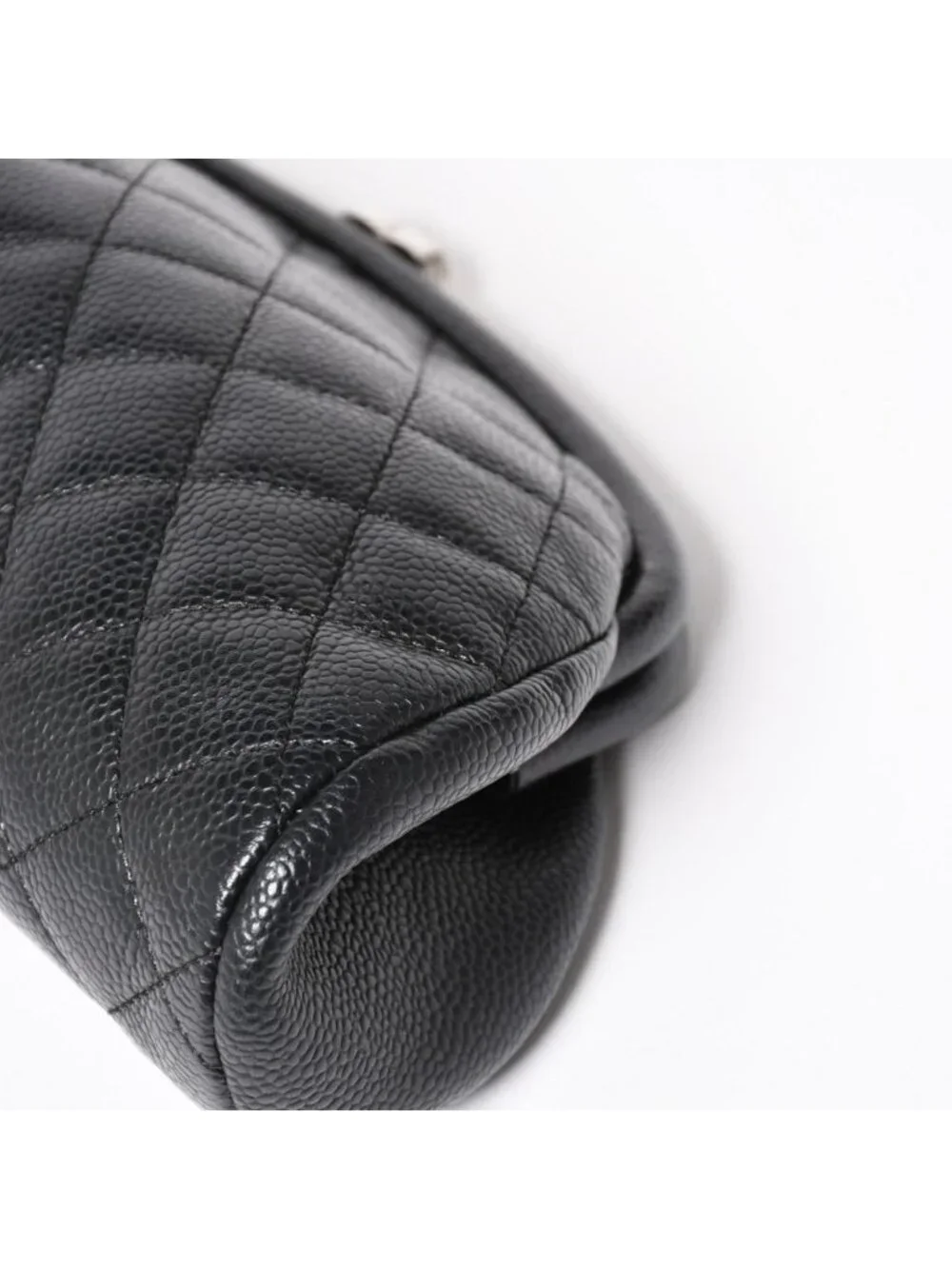 Chanel Timeless Classic Clutch CC Logo Caviar Leather Quilted Silver